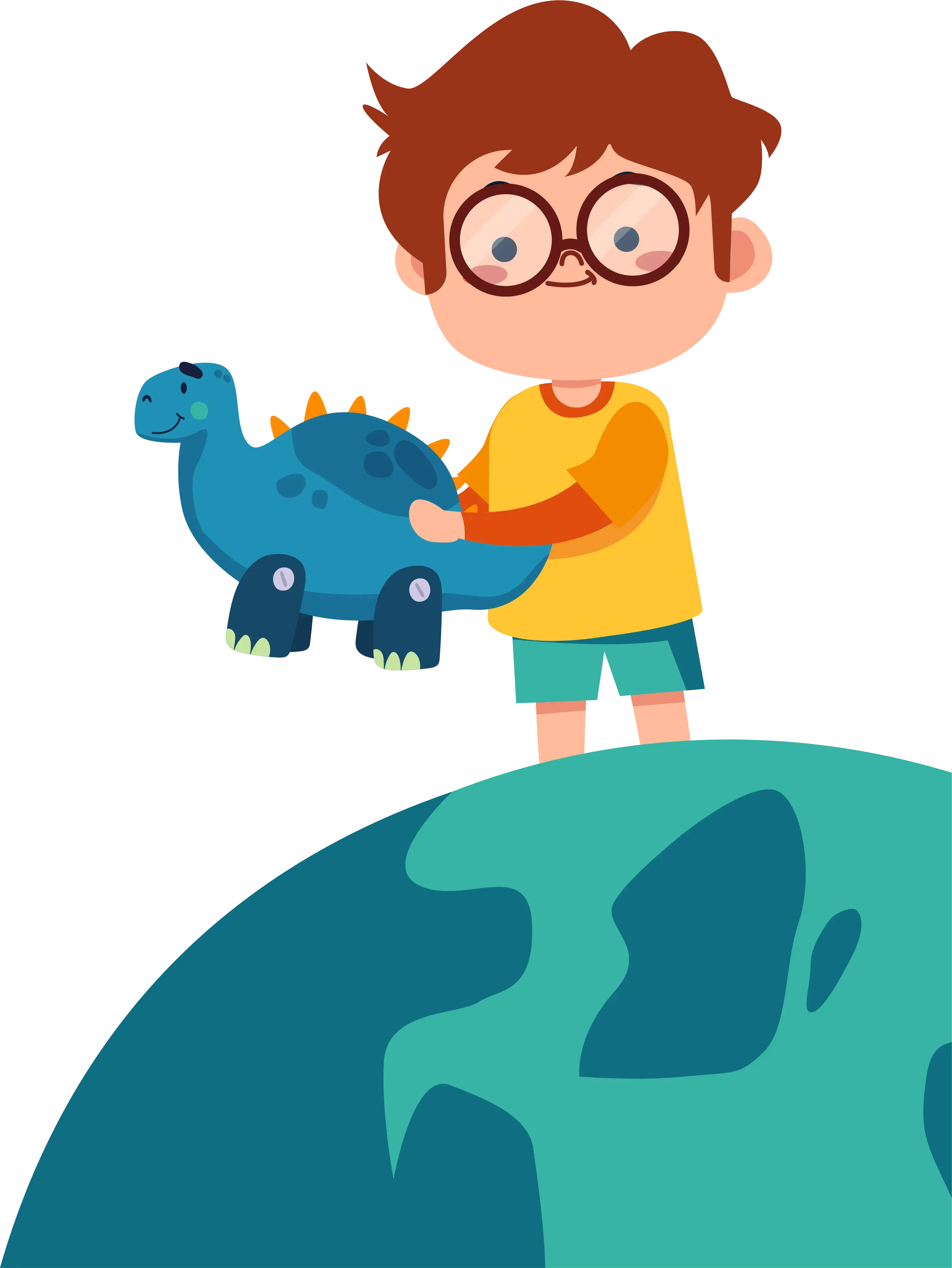 Niño con dinosaurio
